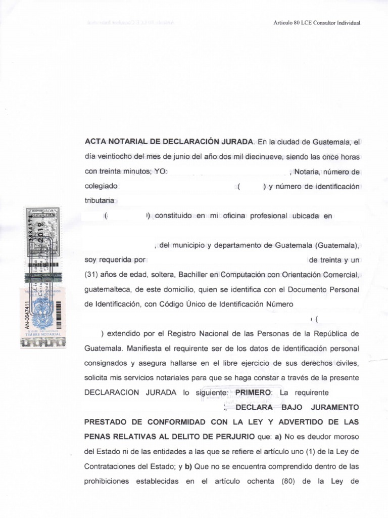Declaración Jurada, Deudor Del Estado | PDF