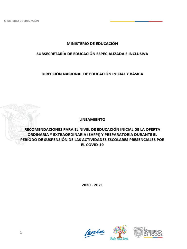 Recomendaciones para Educación Inicial | PDF | Educación de la primera ...