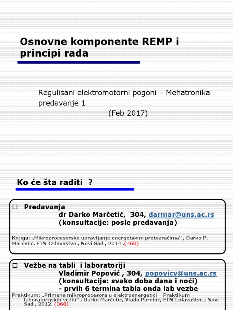 0 - 1 - REMPmeh Predavanja - Osnovne Komponente I Princip Rada - 2017 | PDF