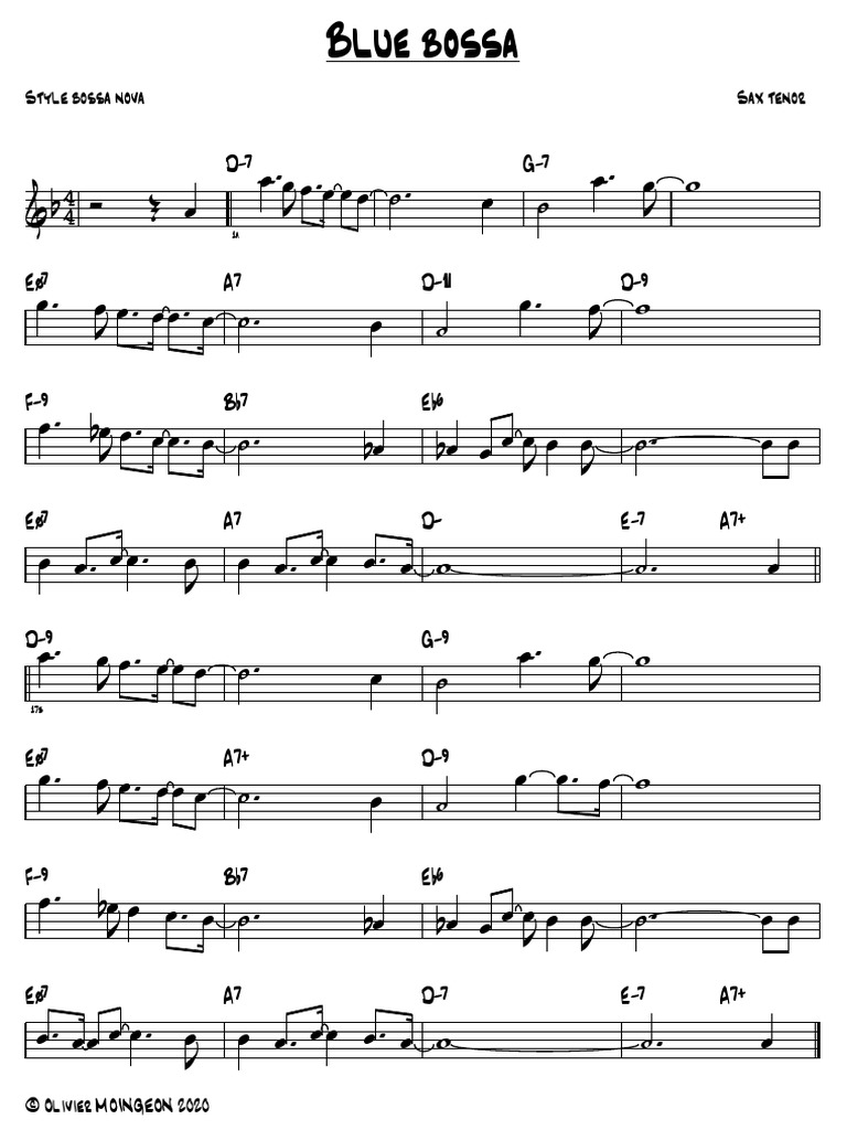 Blue Bossa Sax Tenor PDF