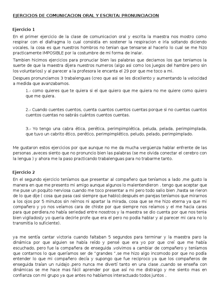 Ejercicios de Comunicacion Oral y Escrita | PDF | Sílaba | La risa