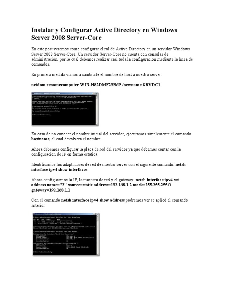 Instalar y Configurar Active Directory en Windows Server 2008 Server | PDF
