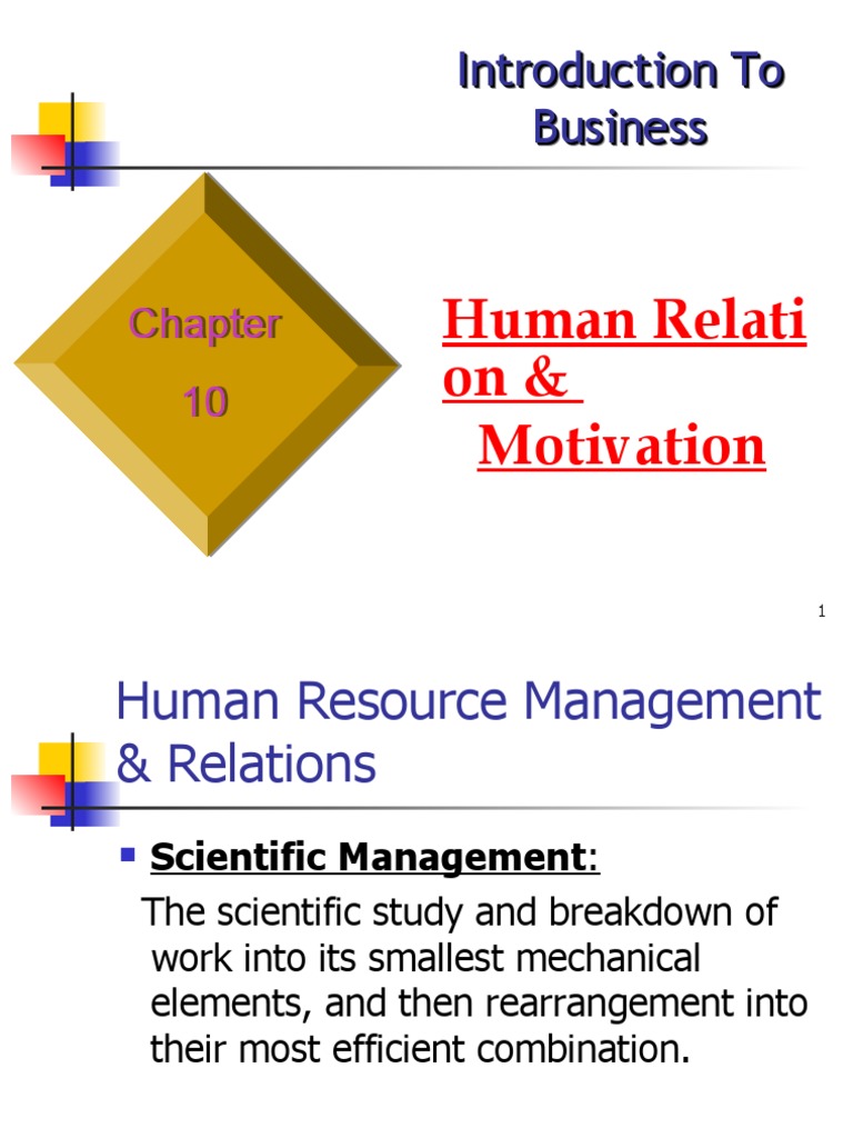 Chapter 10 - HumanRelationMotivation | PDF | Motivation | Motivational