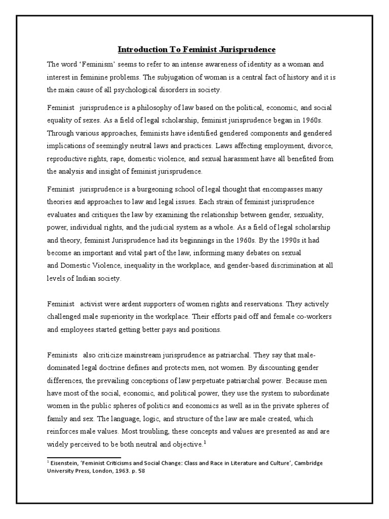 Introduction to Feminist Jurisprudence | PDF | Feminism | Gender Studies
