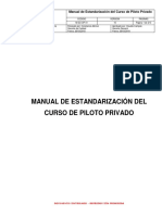 Manual de Estandarizacion Del Curso de Piloto Privado