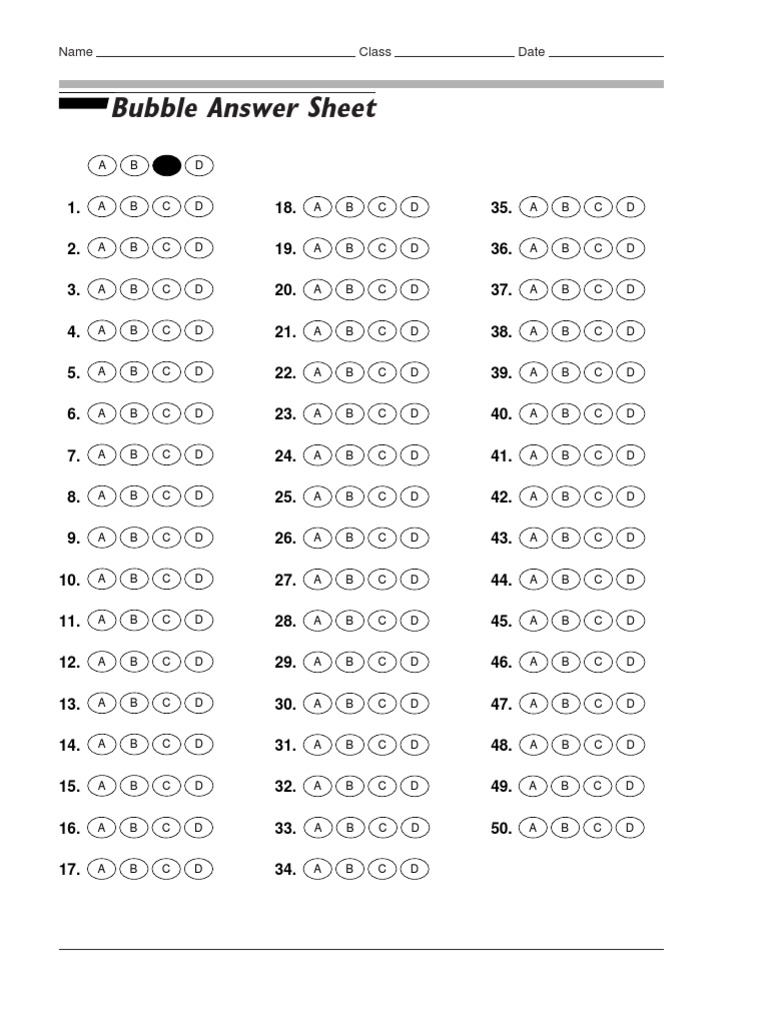 Printable AB/CD Bubble Answer Sheet | PDF