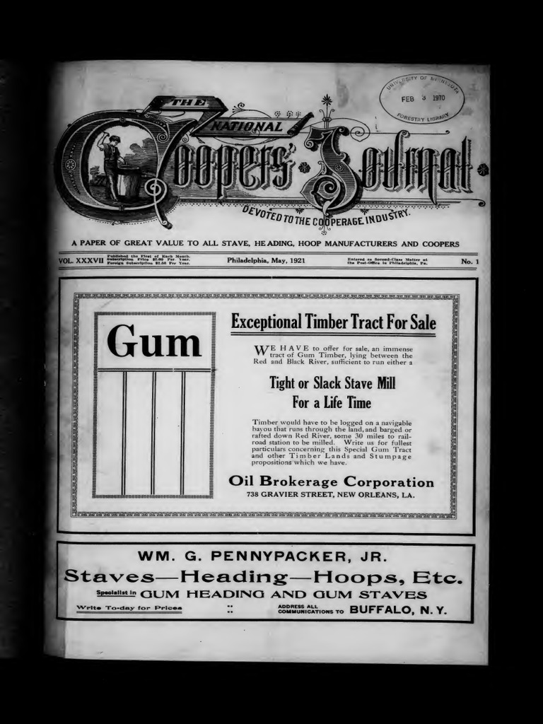 National Coopers Journal Vol 37 1921 Barrel Shipping