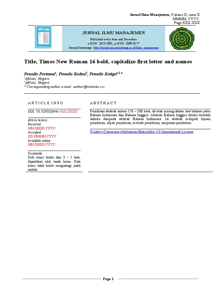 Template Artikel Jurnal JIM | PDF