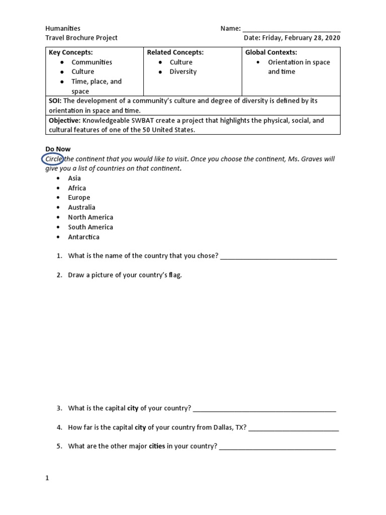 Travel Brochure Rubric Download Free Pdf Continent Map