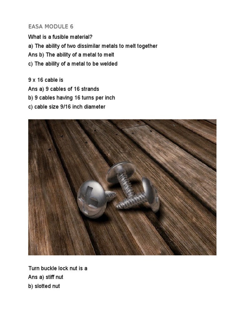 EASA Module 6: Aircraft Materials & Fasteners | PDF | Corrosion | Heat ...