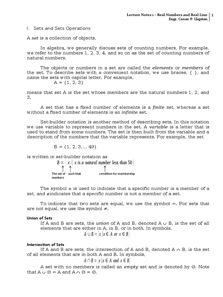 Real Numbers and Real Line | PDF | Set (Mathematics) | Numbers