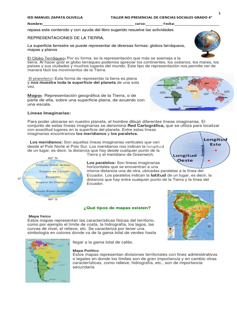 Taller de Geografía para Cuarto Grado | PDF | Mapa | Tierra