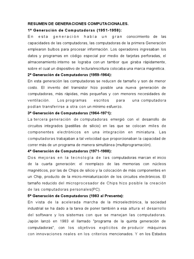 Resumen de la Segunda Generación de Computadoras | PDF | Circuito ...