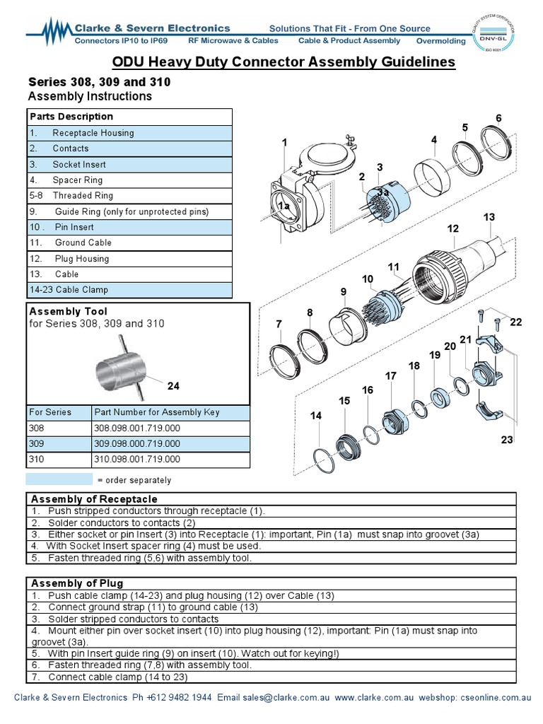 ODU Heavy Duty Connector Assembly Guide Lines PDF PDF Electrical