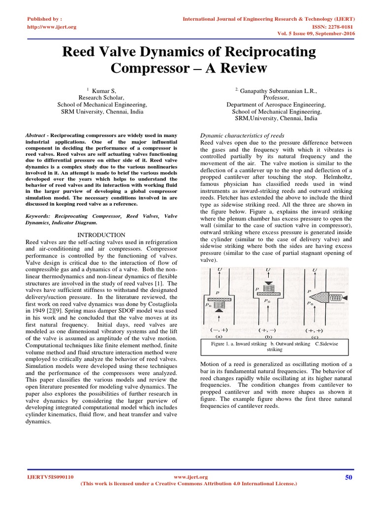 Reed Valve Dynamics in Compressors Review | PDF | Fluid Dynamics ...