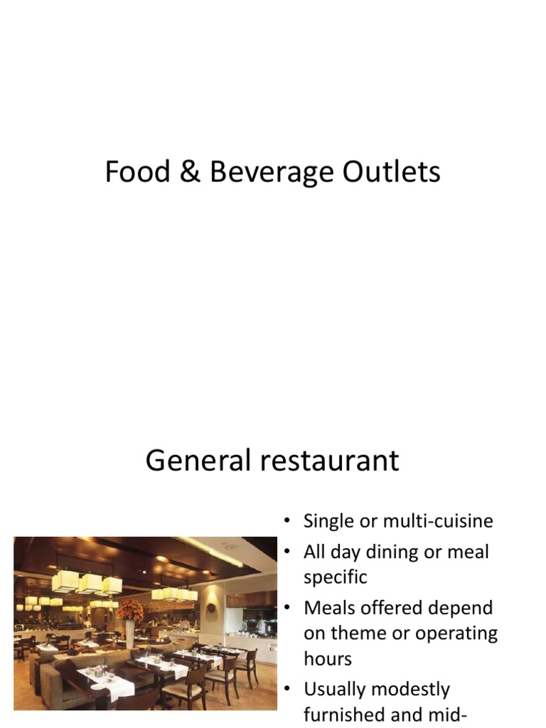 Food Beverage Outlets PDF Restaurants Bar