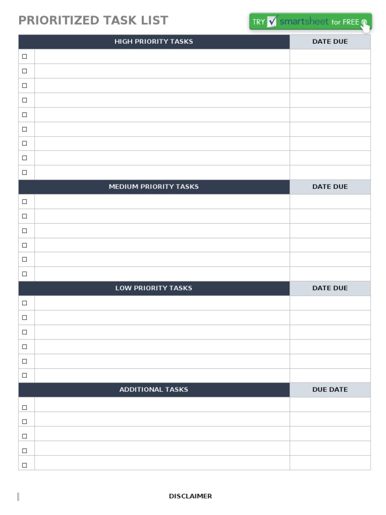 Prioritized Task List Overview | PDF