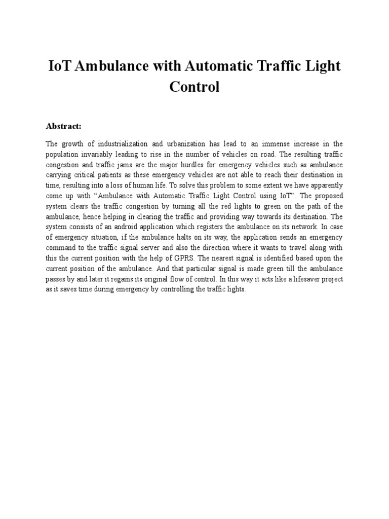 IoT Ambulance With Automatic Traffic Light Control | PDF | Traffic ...