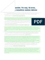 Autoevaluación. Yo Soy, Tú Eres, Nosotras y Nosotros Somos Únicos