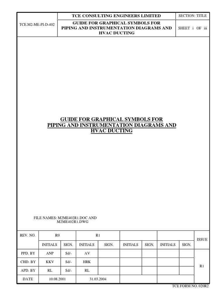Graphical Symbols For Piping and Instrumentation Diagrams Hvac