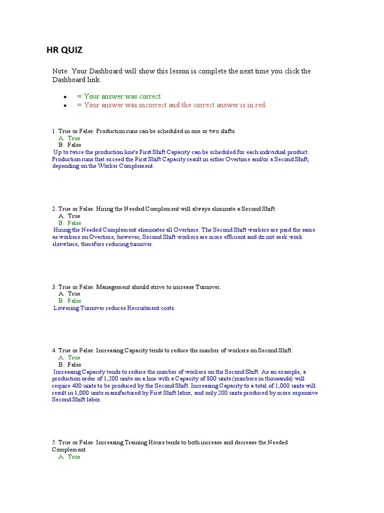 Capsim Quiz Set 2 PDF Turnover (Employment) Labour Economics