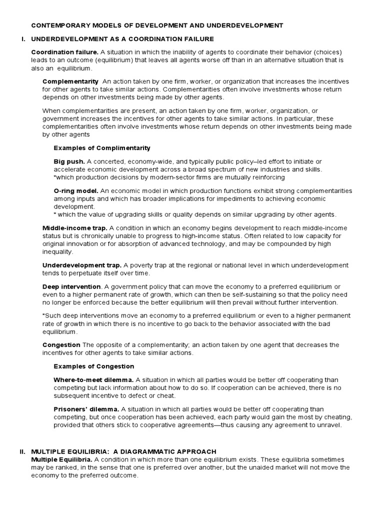 Contemporary Development Models Explained | PDF | General Equilibrium ...