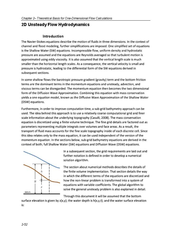 2d Unsteady Flow Hydrodynamics | PDF | Fluid Dynamics | Equations