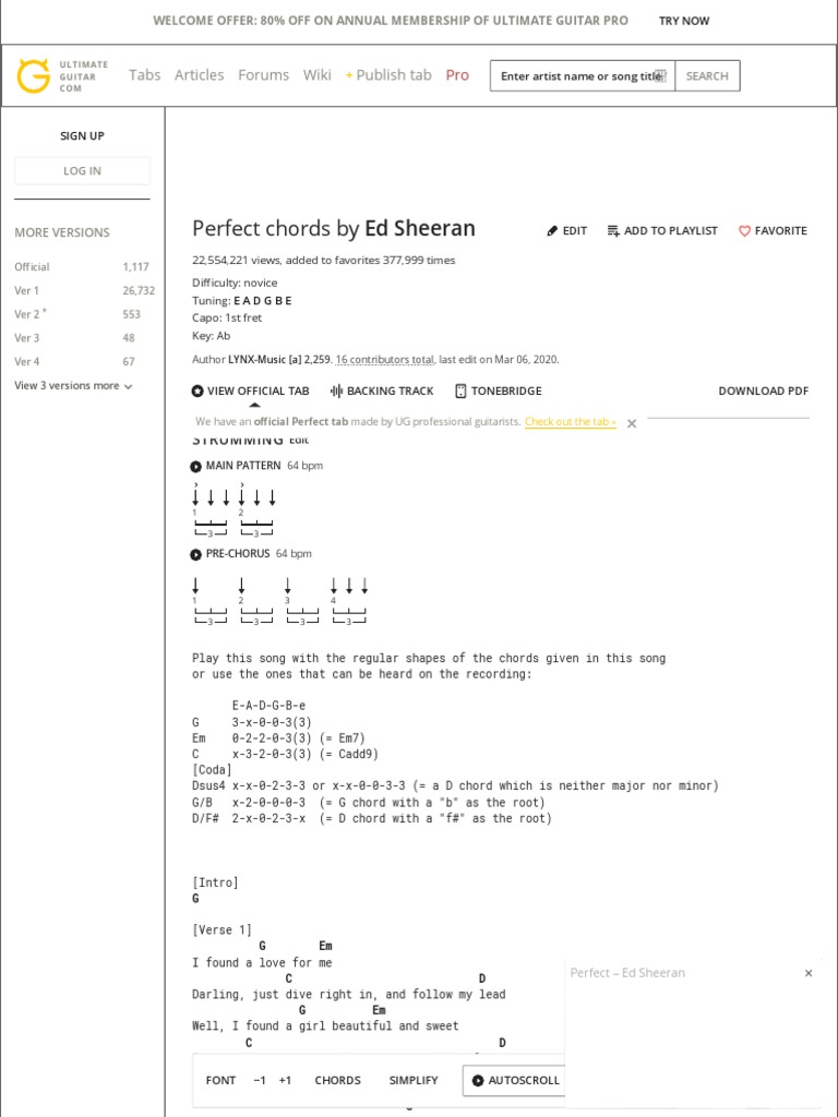 PERFECT CHORDS by Ed Sheeran PDF PDF Song Structure Guitars