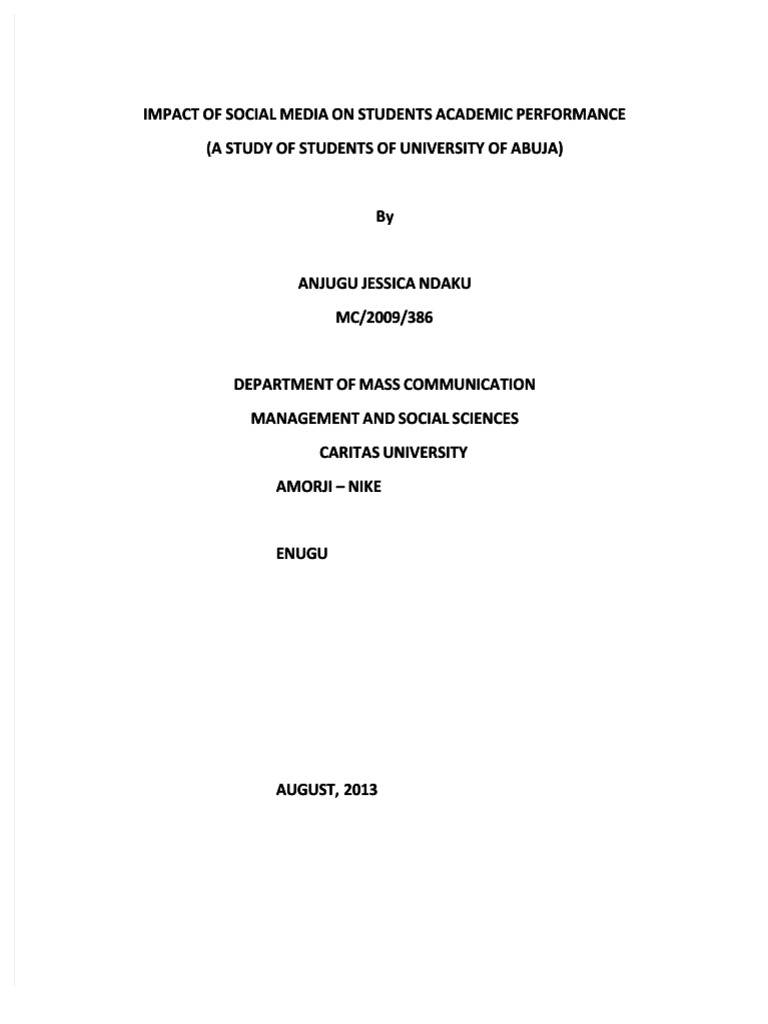 Impact of Social Media On Students Academic Performance | PDF | Mass ...