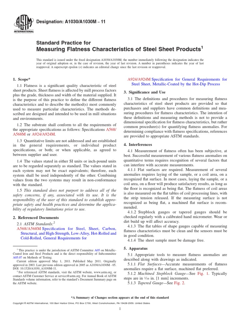 A1030a1030m 11 PDF PDF Sheet Metal Engineering Tolerance