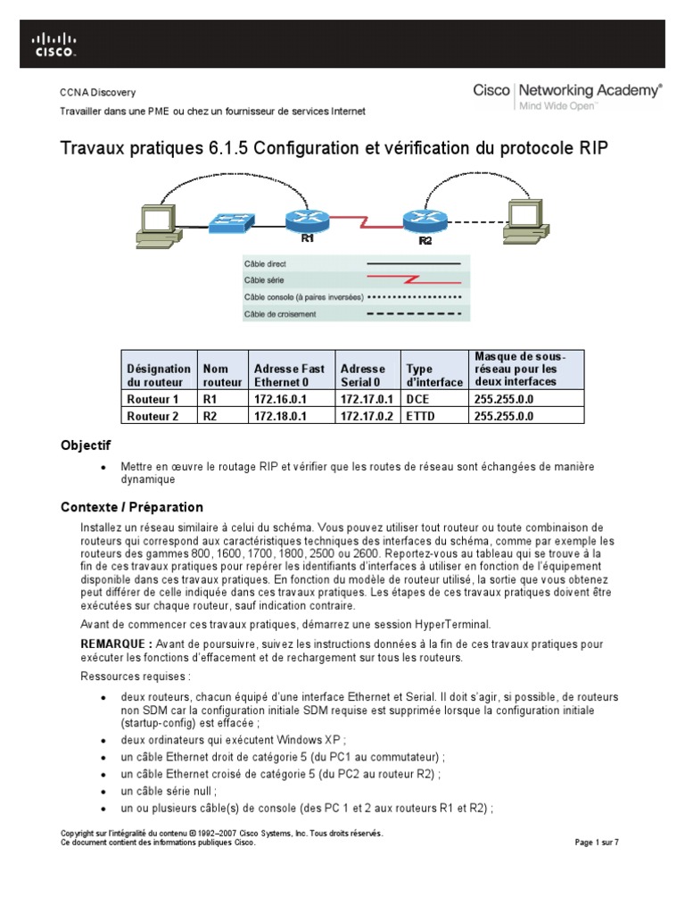 Configuration Et Vérification Du Protocole RIP | PDF | Adresse IP | Routage
