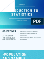 Lesson 1 Introduction To Statistics PDF