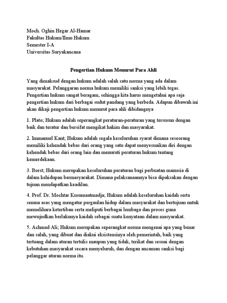 Definisi Hukum Menurut Para Ahli