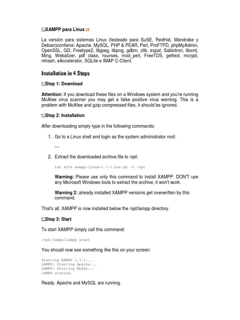 XAMPP Installation Guide for Linux | PDF | Installation (Computer ...