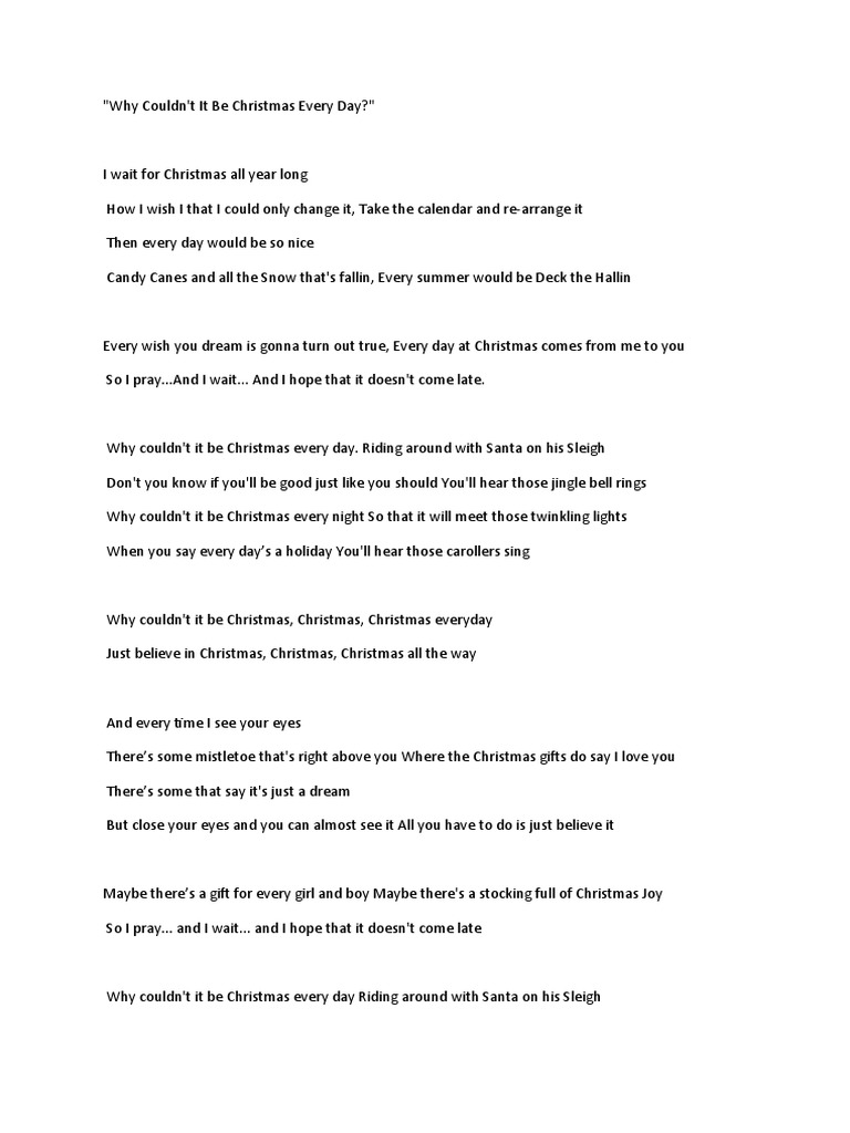 Why Couldn't It Be Christmas Everyday PDF