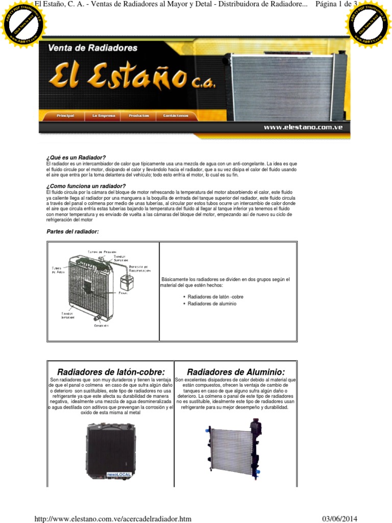Partes de Radiador PDF | PDF | Radiador | Corriente eléctrica