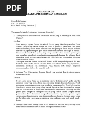 Pertanyaan Sejarah Perkembangan Bimbingan Konseling