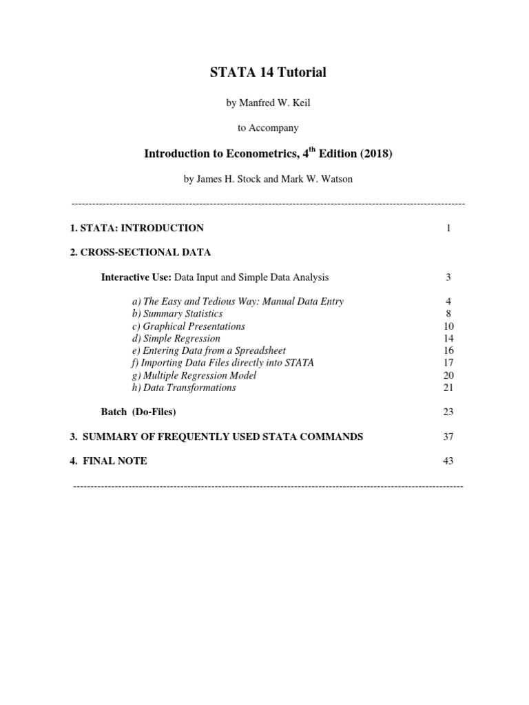 Stata 14 Tutorial Pdf Pdf Time Series Regression Analysis