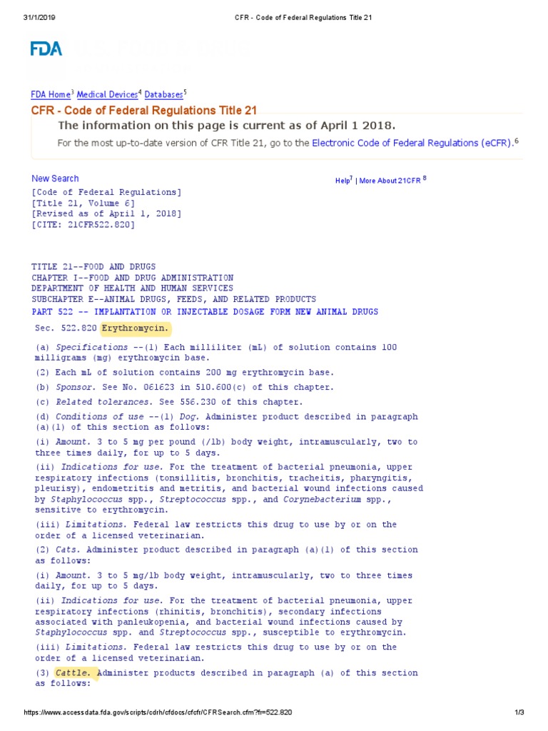 CFR Code of Federal Regulations Title 21 PDF Download Free PDF