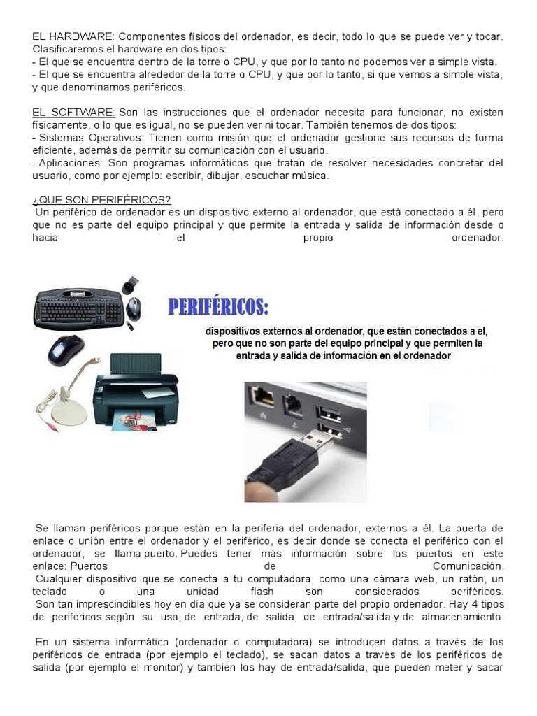 El Hardware | PDF | Periférico | Hardware de la computadora