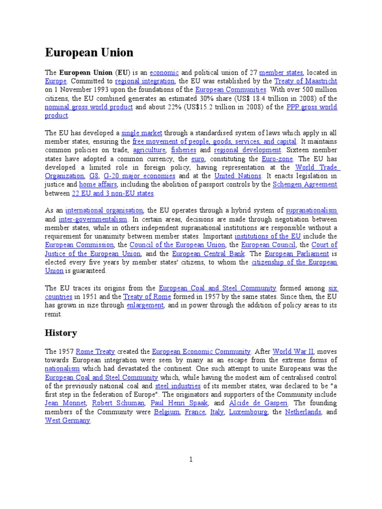 European Union | PDF | Enlargement Of The European Union | European Union