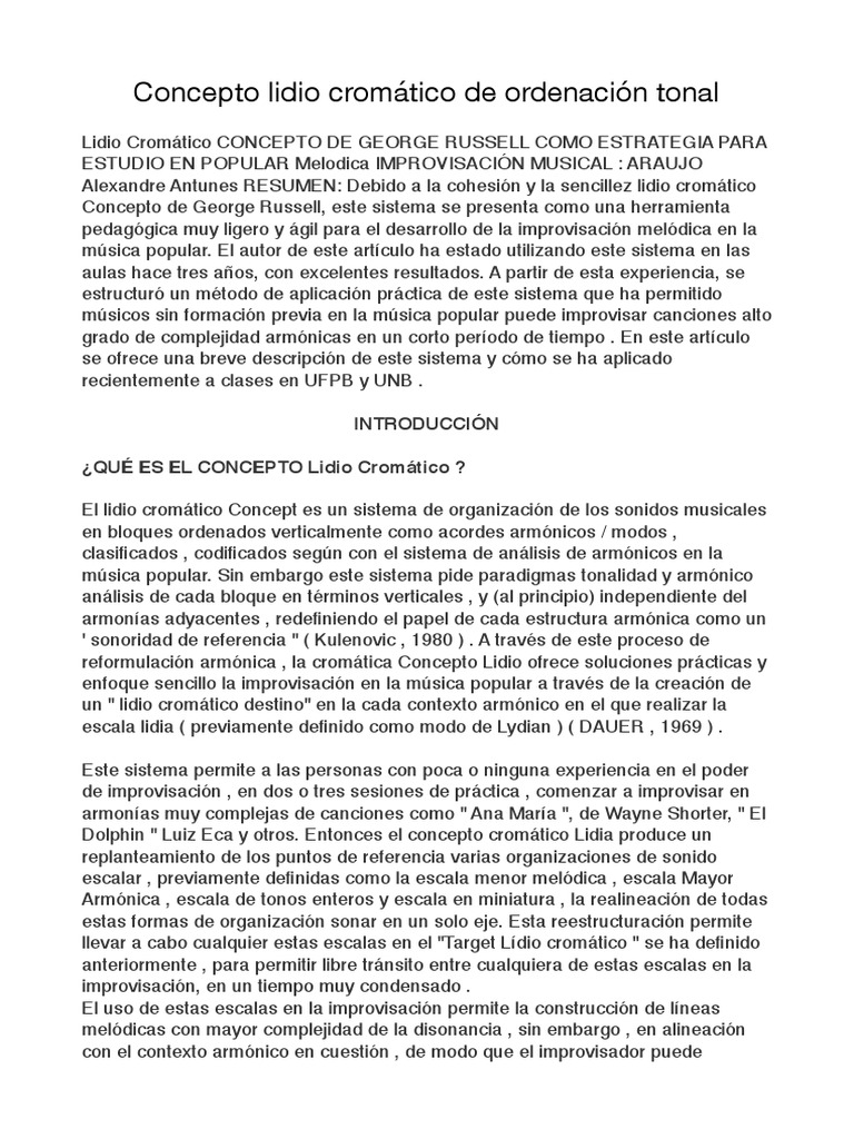 Concepto Lidio Cromático de Organizacion Tonal PDF Armonía Acorde