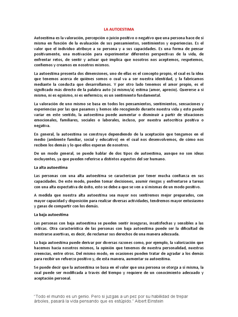 Comprendiendo la Autoestima y su Valor | PDF | Amor | Motivación
