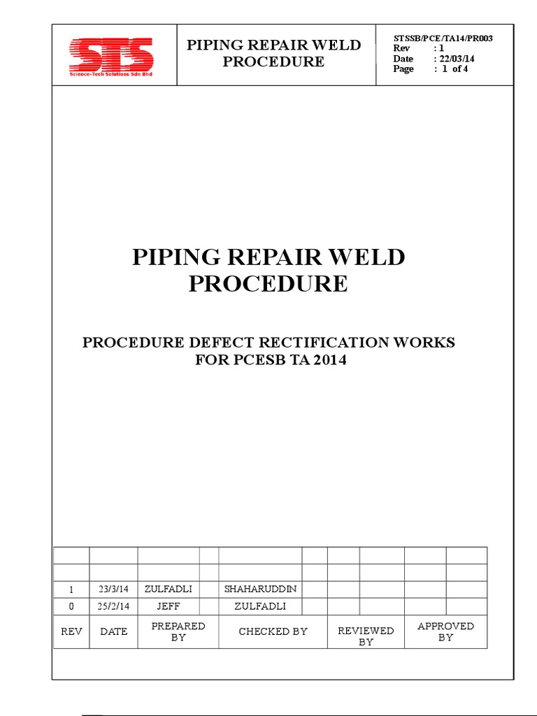 3Piping Repair Weld Procedure PR003 Nondestructive Testing Welding