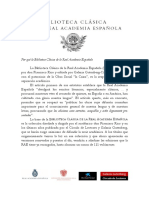 Presentacion de La Biblioteca Clasica de La Real Academia Espanola 2011 PDF