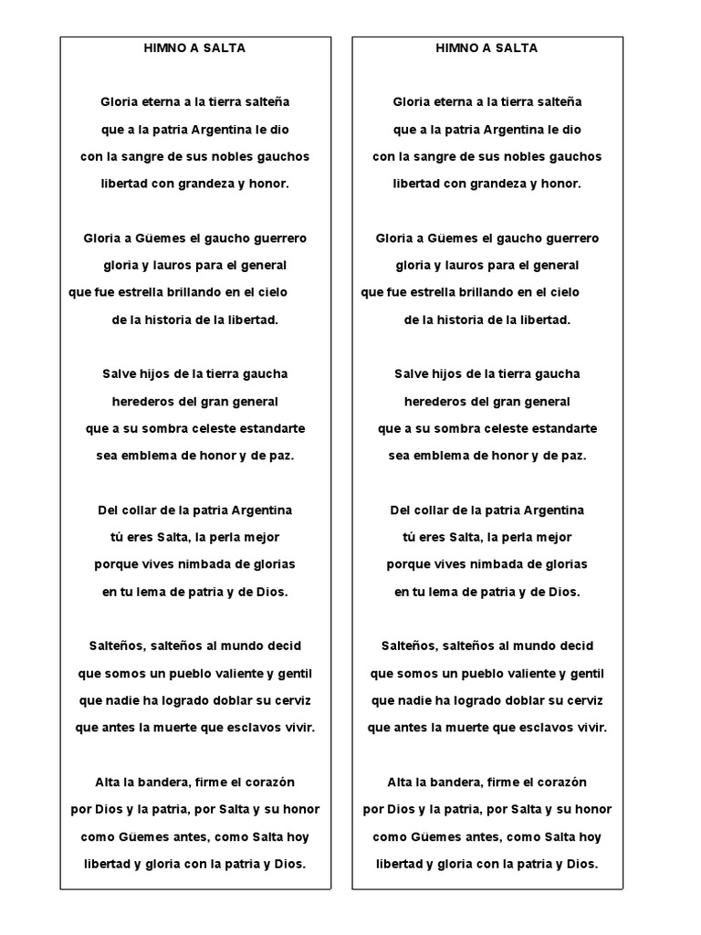 Himno a Salta y a Güemes | PDF