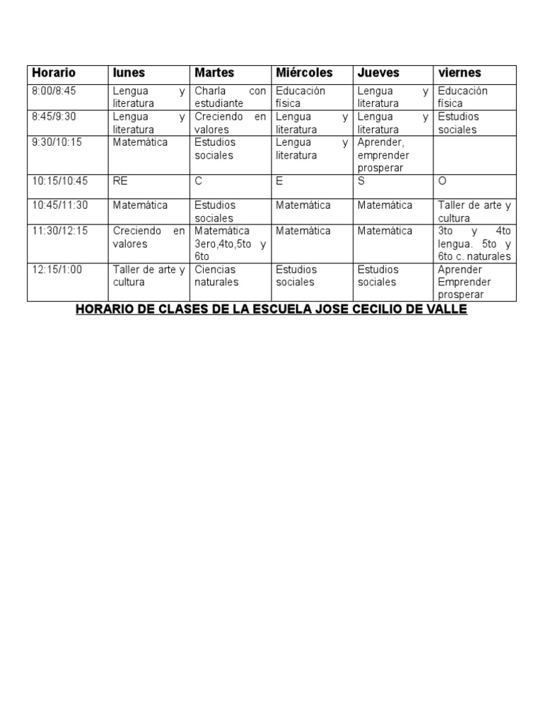 Horario | PDF | Estudios de idiomas extranjeros