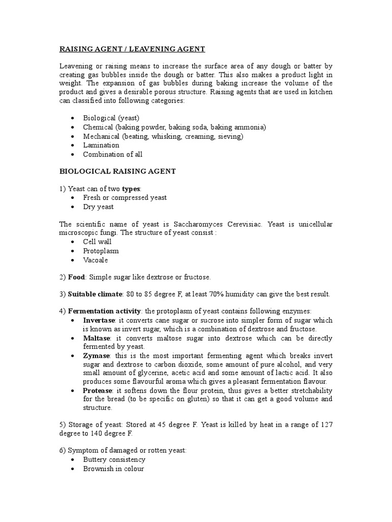 Raising Agent | PDF | Yeast | Sucrose
