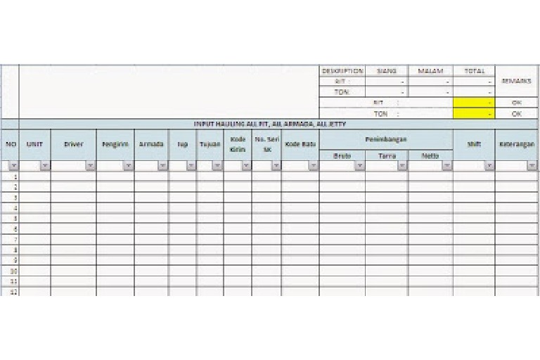 Contoh Form Rekap Hauling Batu Bara | PDF