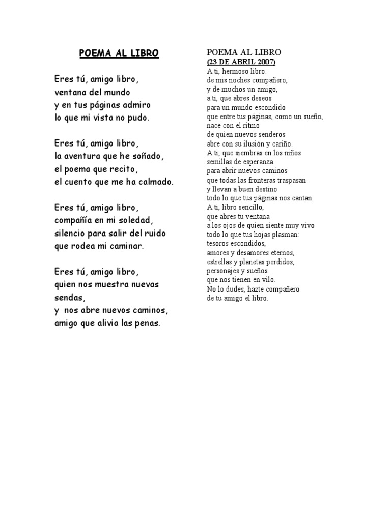 Poema Al Libro | PDF | Poesía